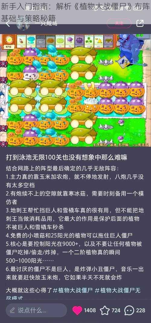 新手入门指南:解析《植物大战僵尸》布阵基础与策略秘籍