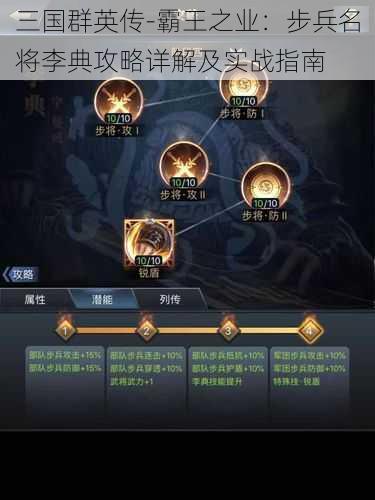 三国群英传-霸王之业:步兵名将李典攻略详解及实战指南